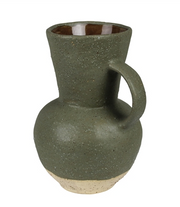 Umbria Ceramic Vase, Green with Handle
