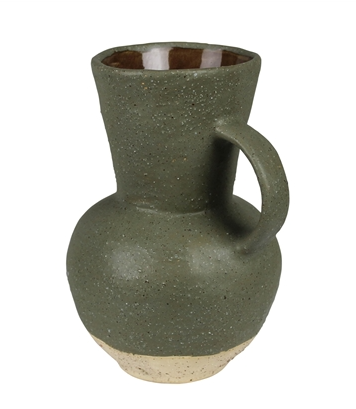 Umbria Ceramic Vase, Green with Handle