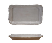 Stoneware Platter w/Ruffled Edge, White