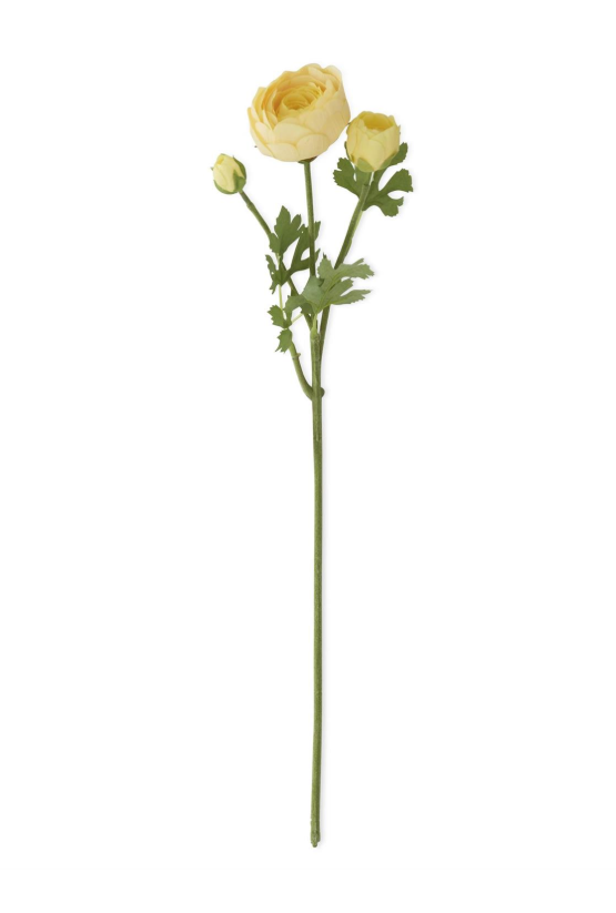Yellow Real Touch 3 Head Ranunculus, 21"