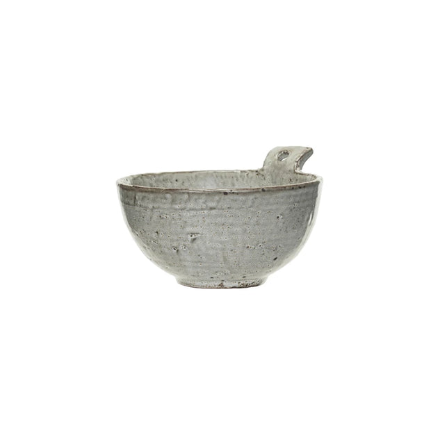 Small Cream Stoneware Bowl w/ Handle