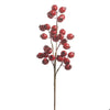 Artificial red berry branch on a white background
