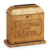 Bronze mailbox with 'Letters to Santa' text on a white background