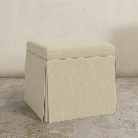 Nixon Ottoman - Slubby Linen Mushroom