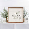 Happy Holidays Pine Branch, White, 8x8