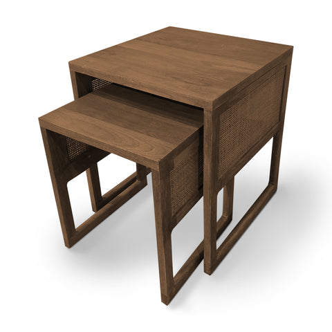 Medium Brown Nesting Tables, Set of Two