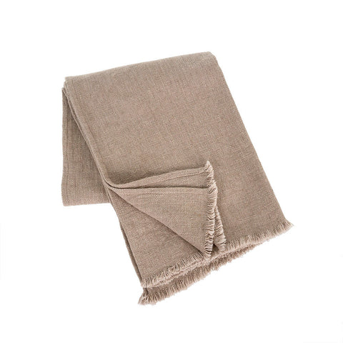 Dusty Beige Linen Throw Blanket