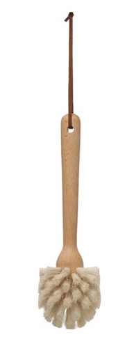 Dish Brush with Leather Tie, Natural