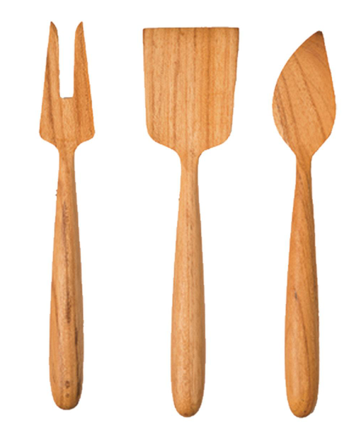 Teak Wood Cheese Utensils, Set of Three