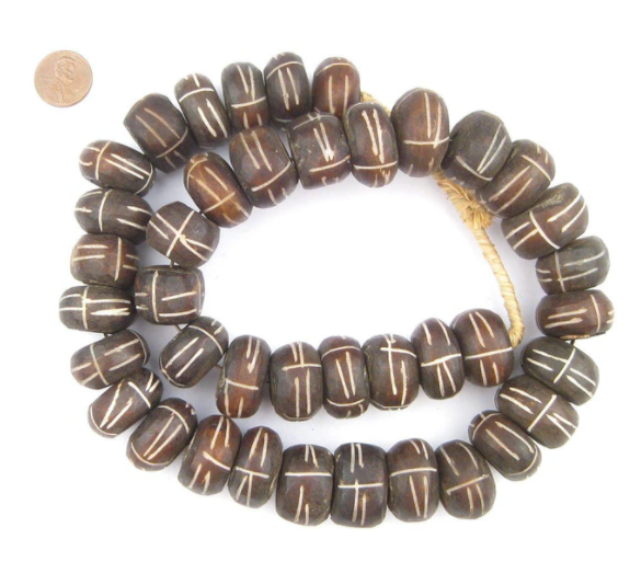 Tribal Carved Brown Bone Bead