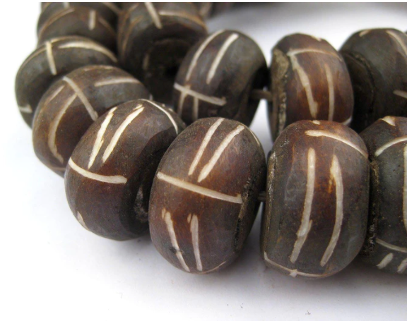 Tribal Carved Brown Bone Bead