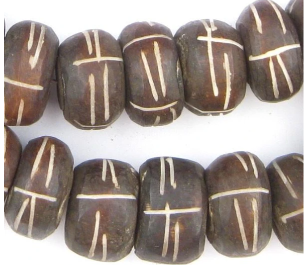 Tribal Carved Brown Bone Bead