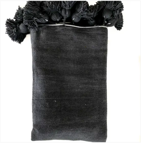 Black Tassel Throw Blanket, Two Sizes