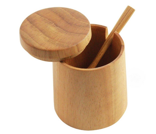 Teak Cellar with Lid & Spoon