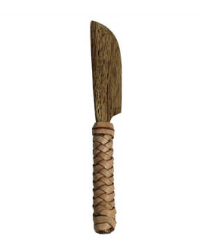 Wood Cheese Spreader with Natural Leather Handle