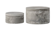 Callie Cement Dish With Lid, Two Sizes