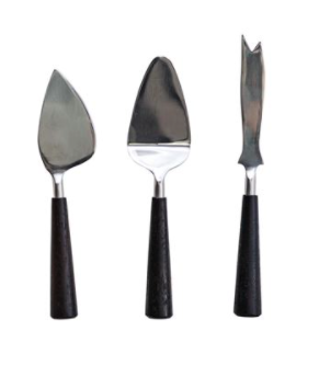 Black Wooden Serving Set, Set of Three