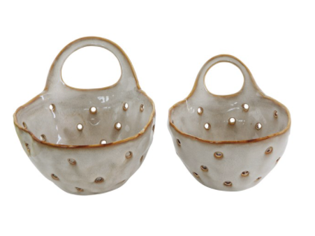 Glazed Stone Colander, Set of Two