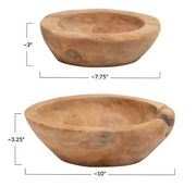 Round Teakwood Bowls, Two Sizes
