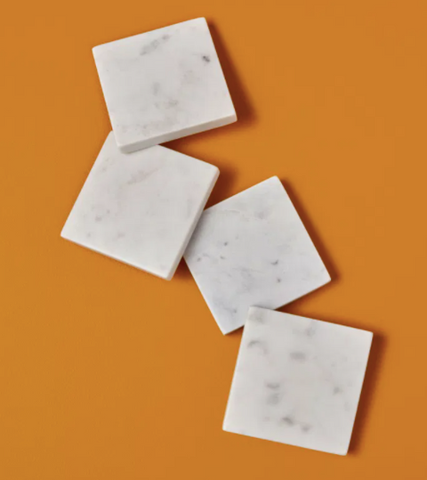Square Marble Coasters, Set of Four