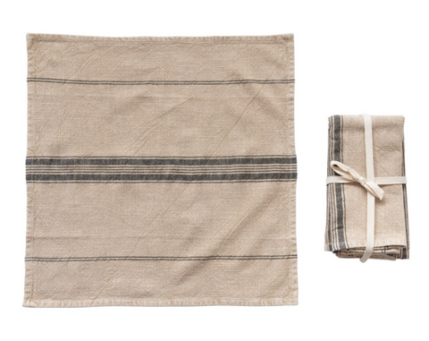 Cotton Blend Striped Napkins, Set of Four