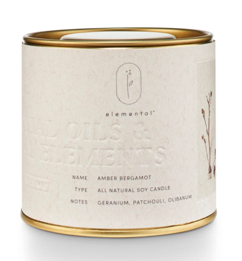 Amber Bergamot Natural Tin Candle