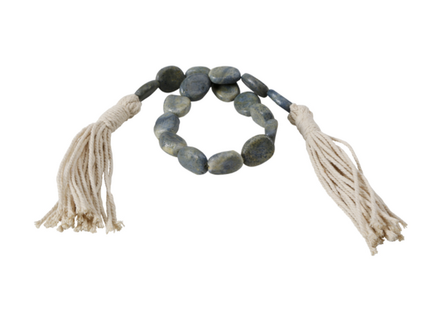 Flat Coral Beads with Tassels