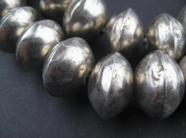 Mali Silver Bicone Beads