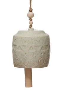 Stoneware Bell with Beads, Four Styles