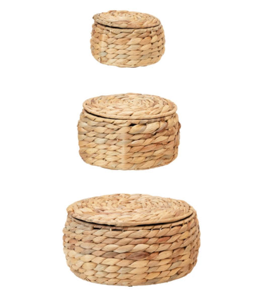 Woven Basket with Lid, Three Sizes