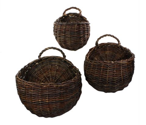 Willow Wall Baskets, Set of Three