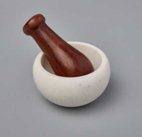 Marble and Wood Mortar and Pestle