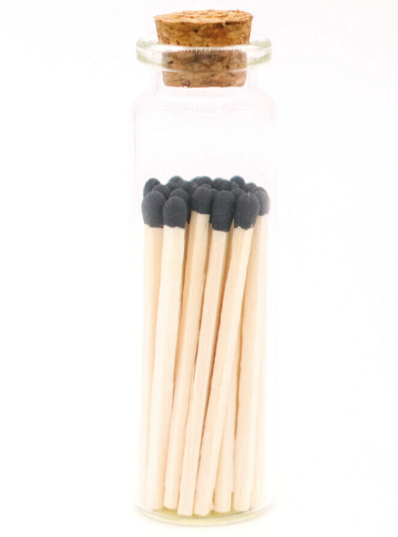 Black Tip Matches in Jar, Two Sizes