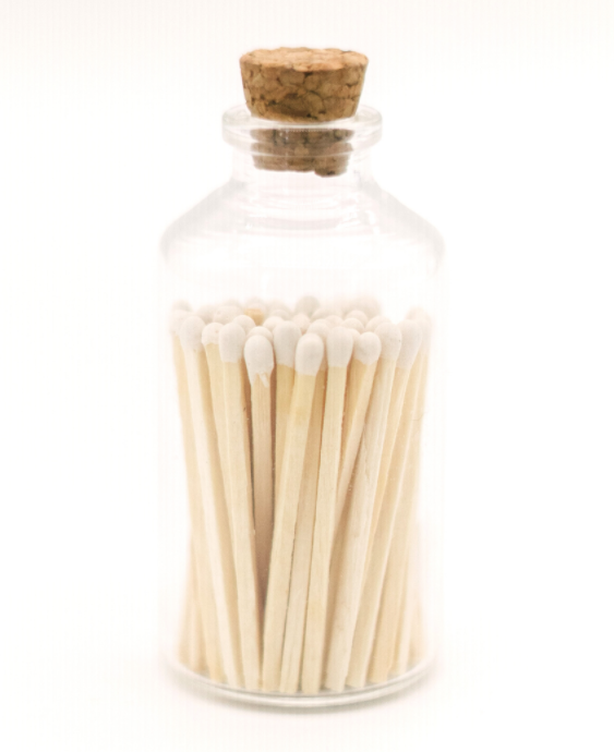 White Tip Matches in Jar, Two Sizes