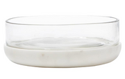 Glass Bowl with Marble Tray, Two Sizes