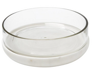 Glass Bowl with Marble Tray, Two Sizes