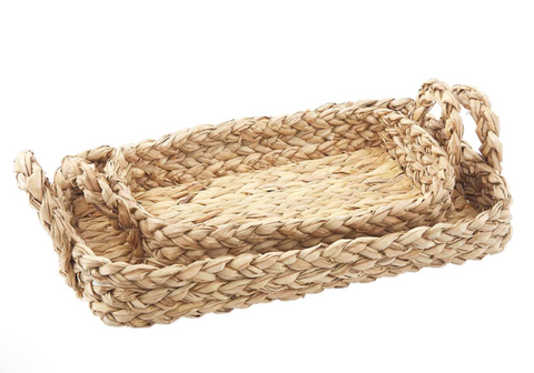 Woven Tray with Handles, Two Sizes