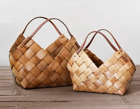 Woven Wood Basket, Set of Two