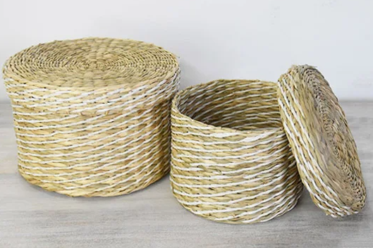 Nested Seagrass Basket with Lid
