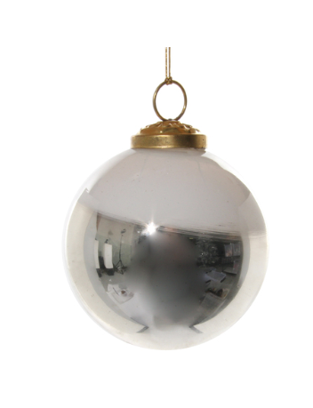 Glass White and Silver Ornament