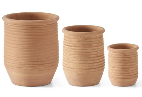 Ribbed Terracotta Pot, two sizes