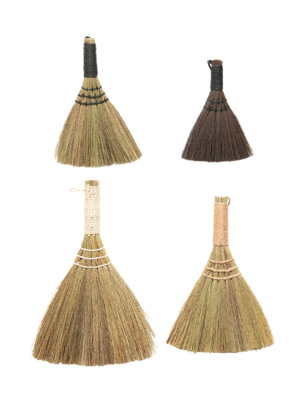 Whisk Brooms with Yarn Wrapped Handles, Assorted Styles