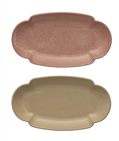 Stoneware Scalloped Plate, Reactive Glaze, 2 Colors
