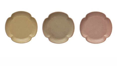 Stoneware Scalloped Plate, Reactive Glaze, 3 Colors