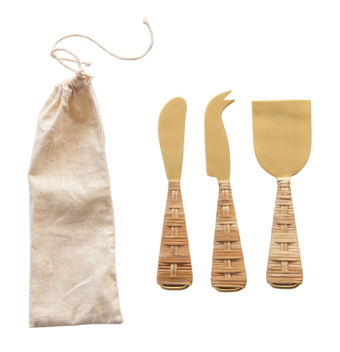 Cheese Knives with Wrapped Handles