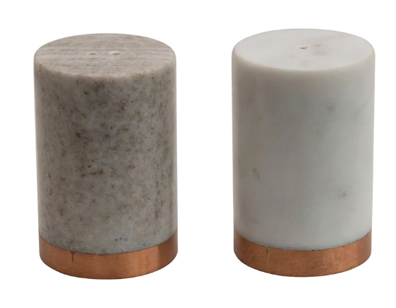 Salt and Pepper Shakers with Base, Set of 2