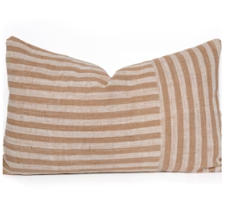 Lucia Tan Off White Striped Lumbar Pillow