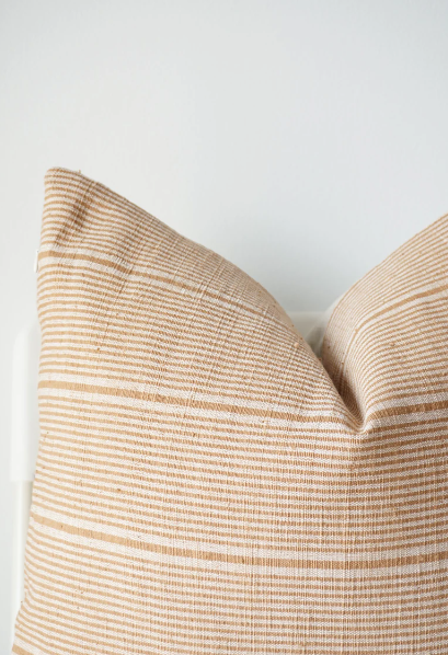 Jenni Brown Tan Neutral Striped Woven Pillow