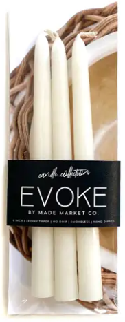 Ivory Skinny Taper Candles, Two Sizes