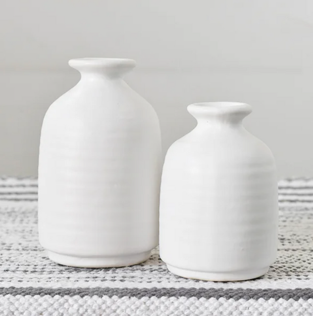 Matte White Vases, two sizes